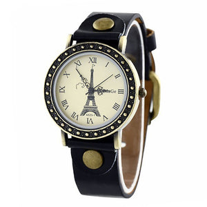 Eiffel Tower Watch with Leather Style Band for Women