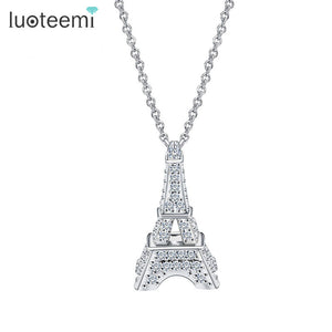 Eiffel Tower Cubic Zirconia Pendant and Necklace