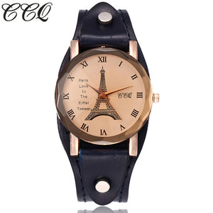 Vintage Leather Eiffel Tower Casual Women's Leather Watch