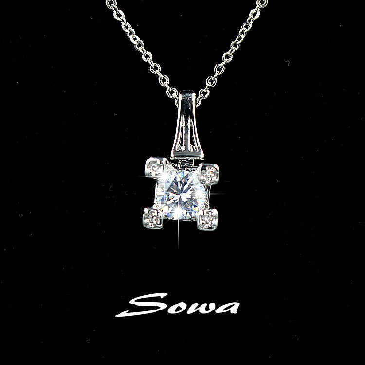 Eiffel Tower Cubic Zirconia Stone Pendant and Chain